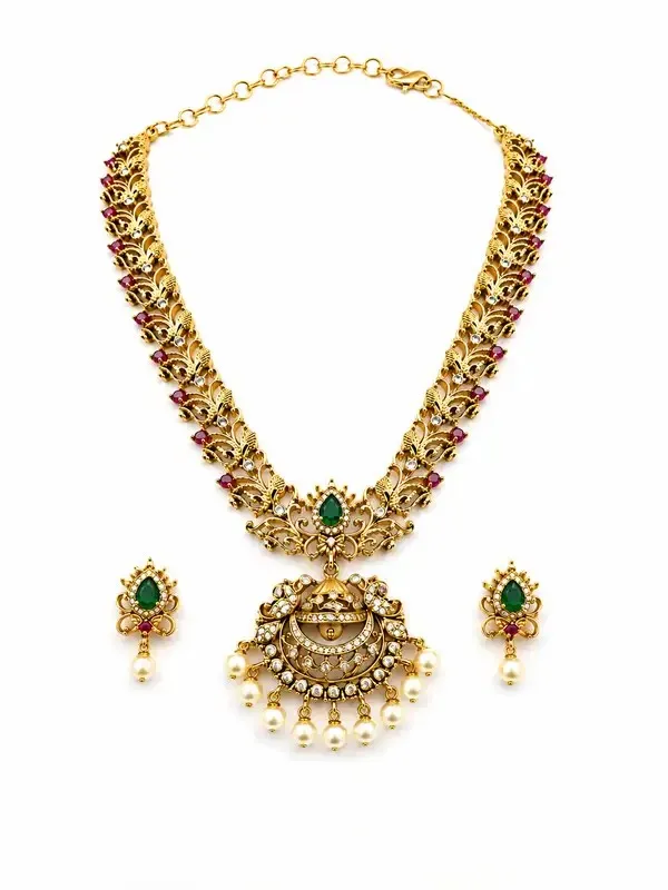 Green_Polki_Antique_Gold-Plated_Ruby_Emerald_Necklace_Set_For_Women