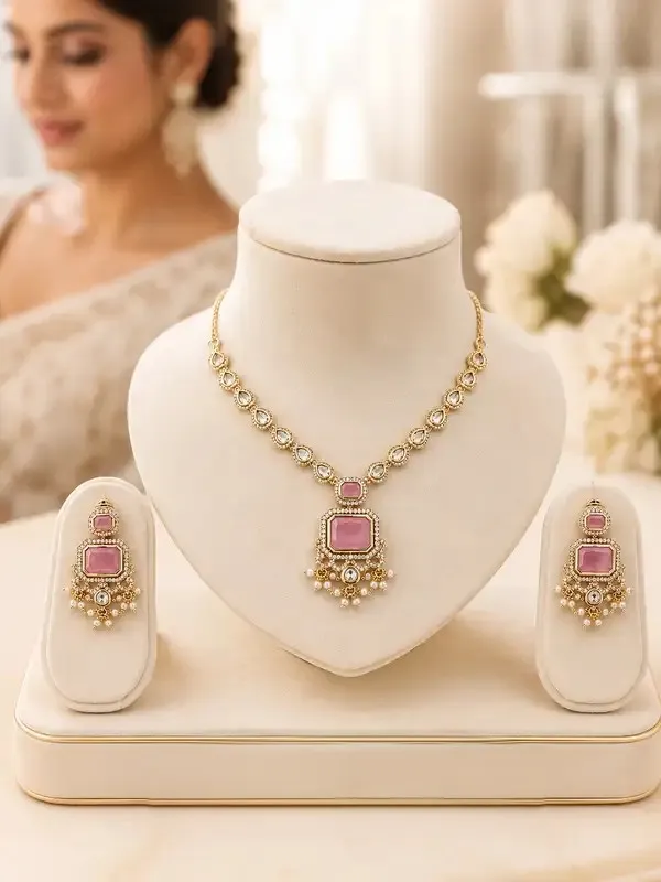 Rose_Pink_Gold-Plated_Kundan_Cz_Pendant_Set_For_Women