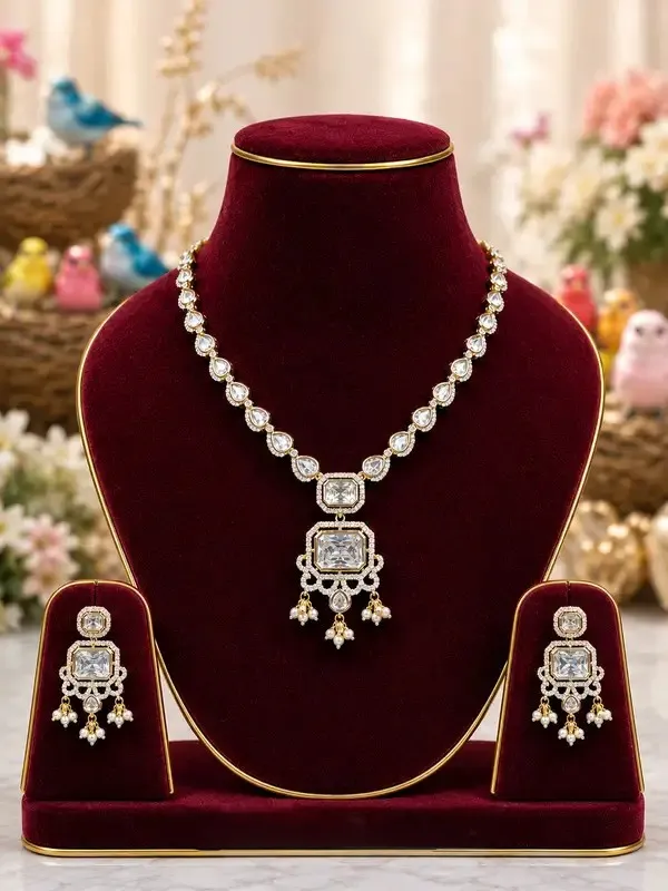 Ivory_Gold-Plated_Polki_Diamond_Chandelier_Pendant_Set_For_Women