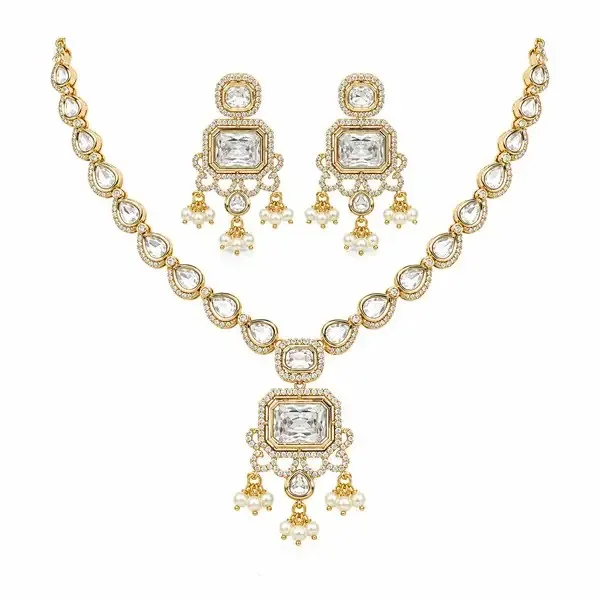 Ivory_Gold-Plated_Polki_Diamond_Chandelier_Pendant_Set_For_Women