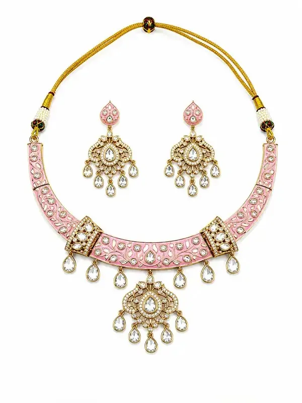 Pink_Polki_Meenakari_Crescent_Hasli_Necklace_Set_For_Women