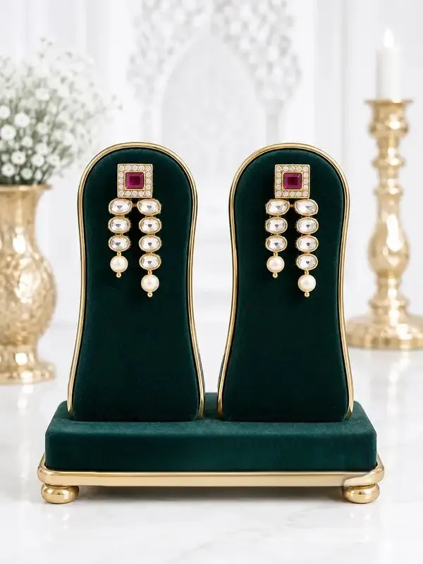 White_Gold-Plated_Kundan_Polki_Ruby_Pearl_Layered_Necklace_Set_For_Women
