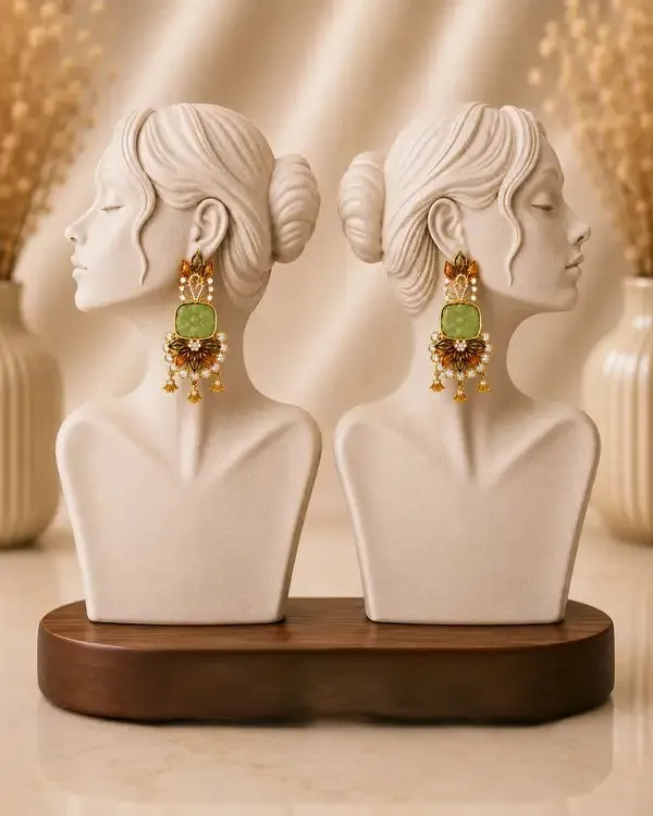 Sage_Green_Gold-Plated_Enamel_Cushion_Stone_Chandelier_Earrings_For_Women