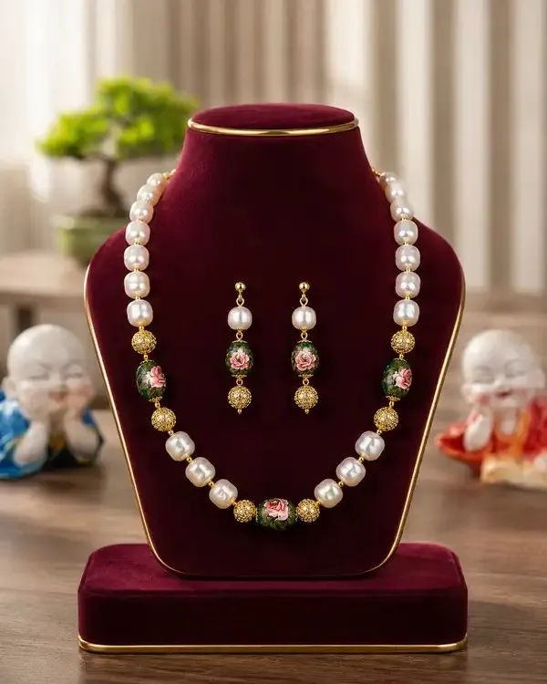Rose_Pink_Pearl_Meenakari_Gold-Tone_Necklace_Set_For_Women