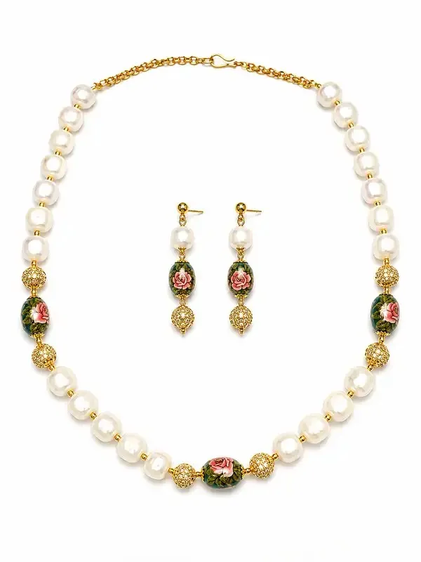 Rose_Pink_Pearl_Meenakari_Gold-Tone_Necklace_Set_For_Women