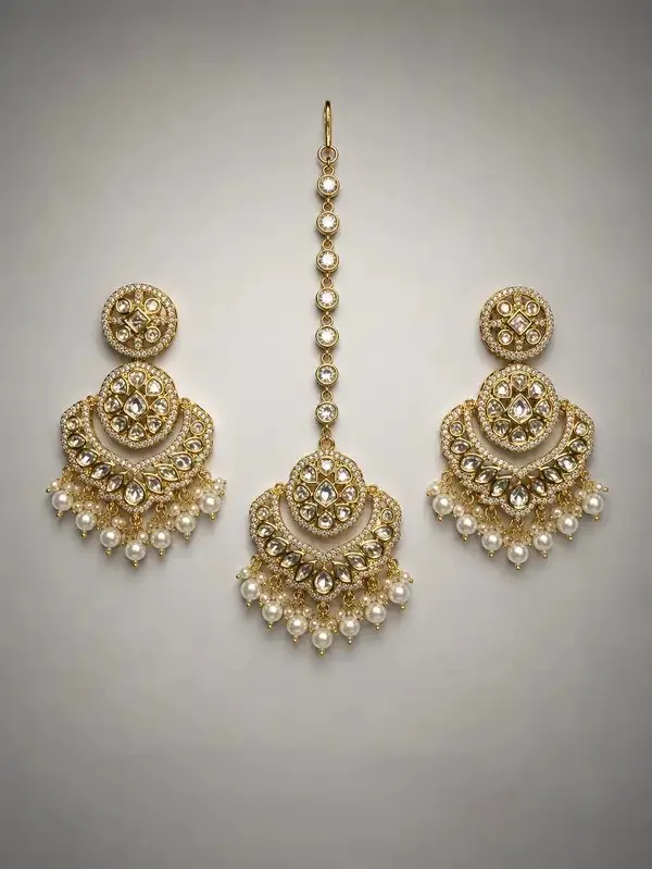 White_Pearl_Kundan_Chandbali_Maang_Tikka_Set_For_Women