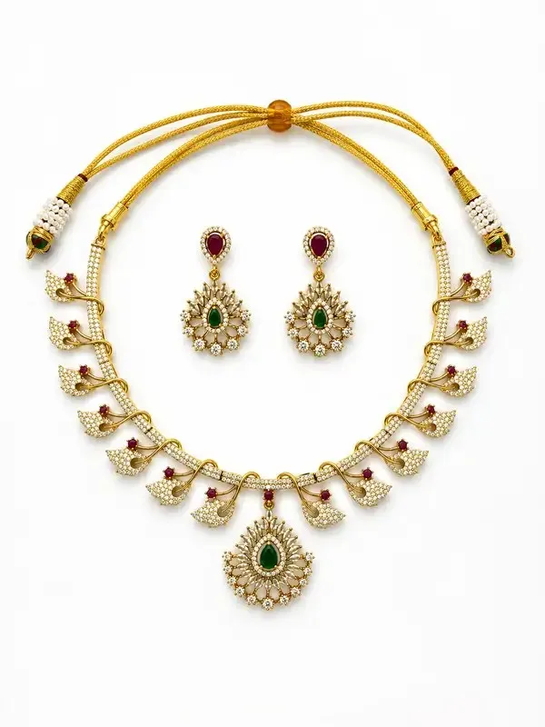 Green_Gold-Plated_Emerald_Ruby_Leaf_Necklace_Set_For_Women