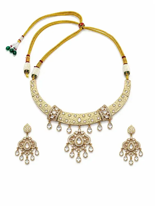 Yellow_Polki_Meenakari_Ivory_Floral_Hasli_Necklace_Set_For_Women