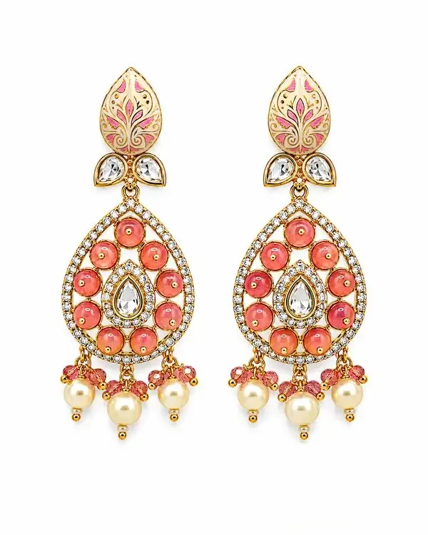 Blush_Pink_Pearl_Kundan_Meenakari_Polki_Teardrop_Earrings_For_Women