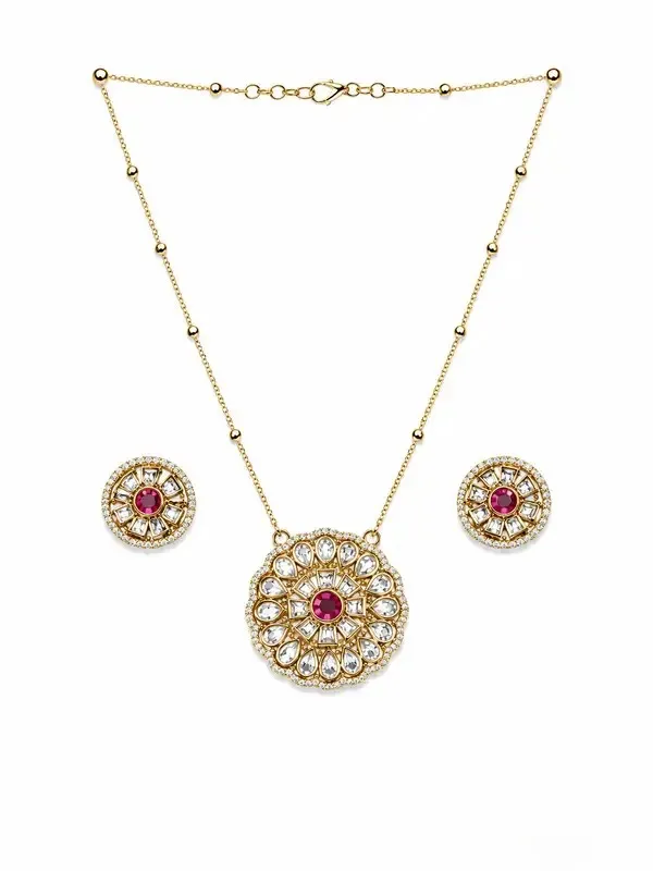 Red_Gold_Plated_Cz_Polki_Ruby_Pendant_Set_For_Women