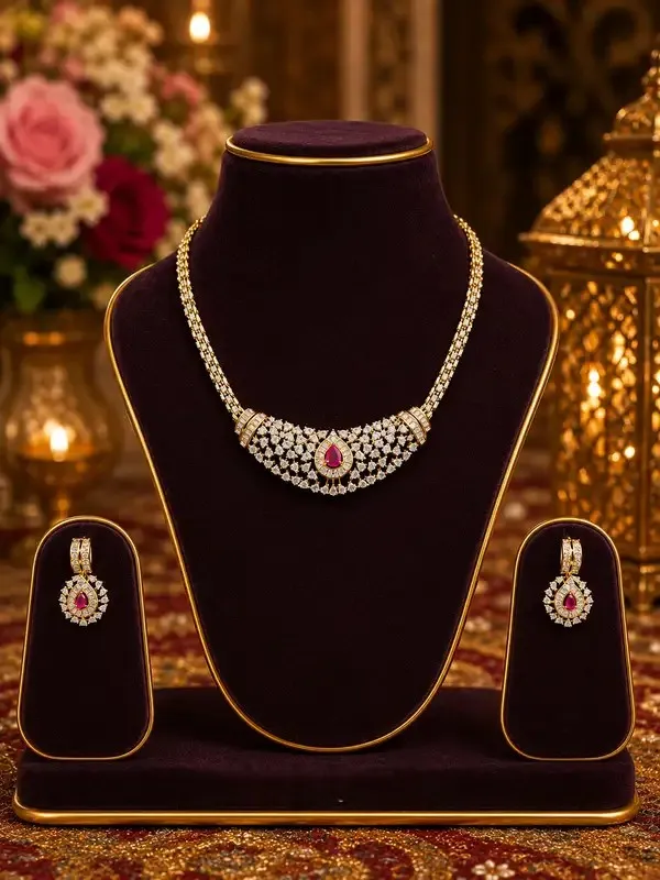 Red_Cz_Diamond_Ruby_Teardrop_Bib_Necklace_Set_For_Women