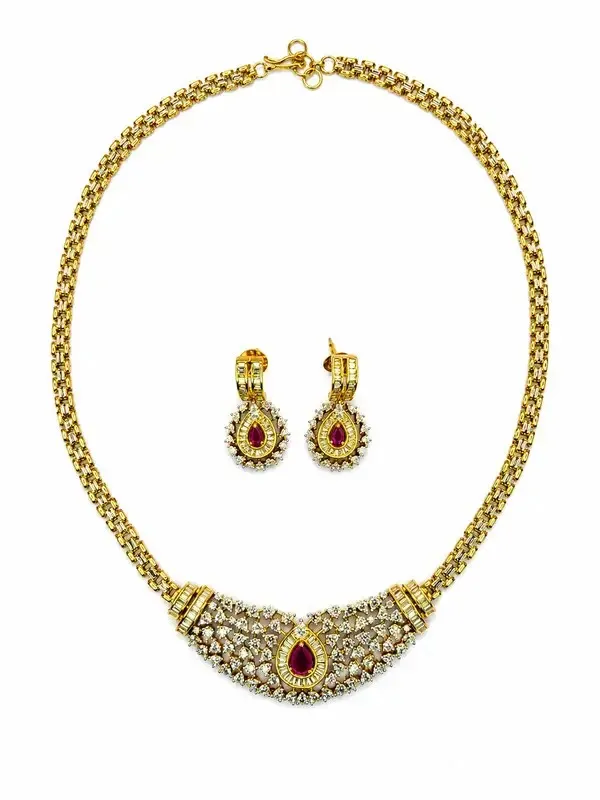 Red_Cz_Diamond_Ruby_Teardrop_Bib_Necklace_Set_For_Women