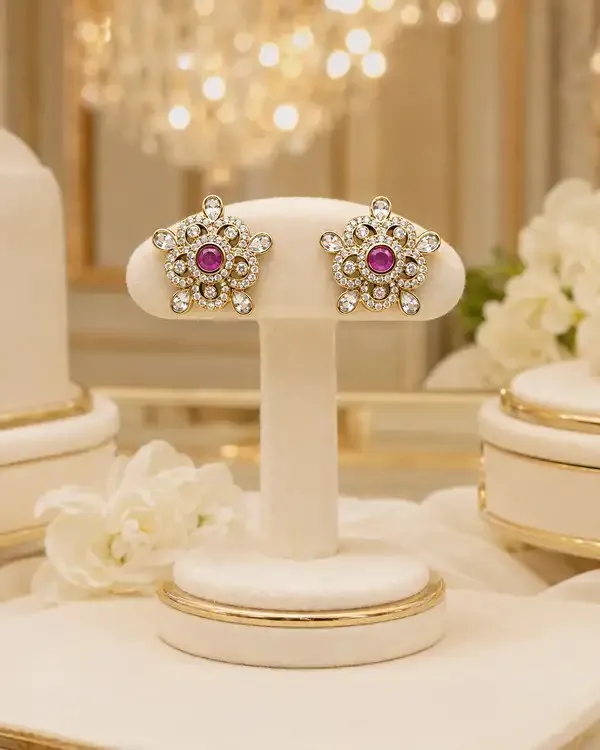 Red_Polki_Floral_Ruby_Cabochon_Stud_Earrings_For_Women
