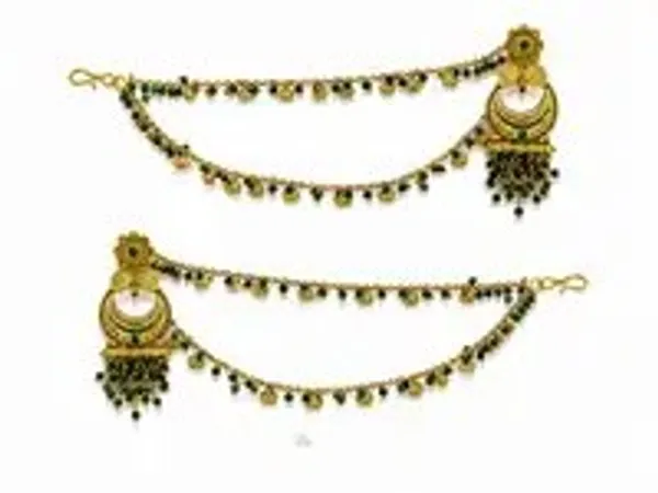 Green_Gold-Plated_Chandbali_Hair_Chain_Earrings_For_Women