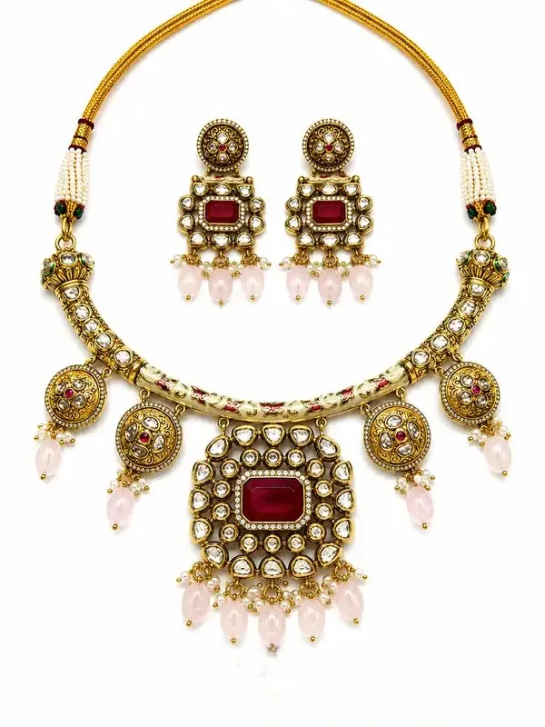 Red_Kundan_Polki_Ruby_Meenakari_Hasli_Necklace_Set_For_Women