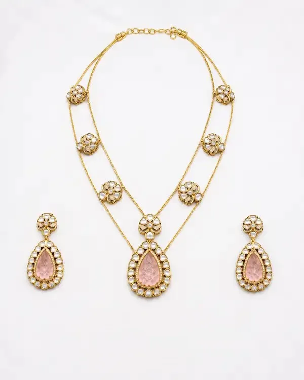 Rose_Pink_Kundan_Rose_Quartz_Double_Layer_Necklace_For_Women