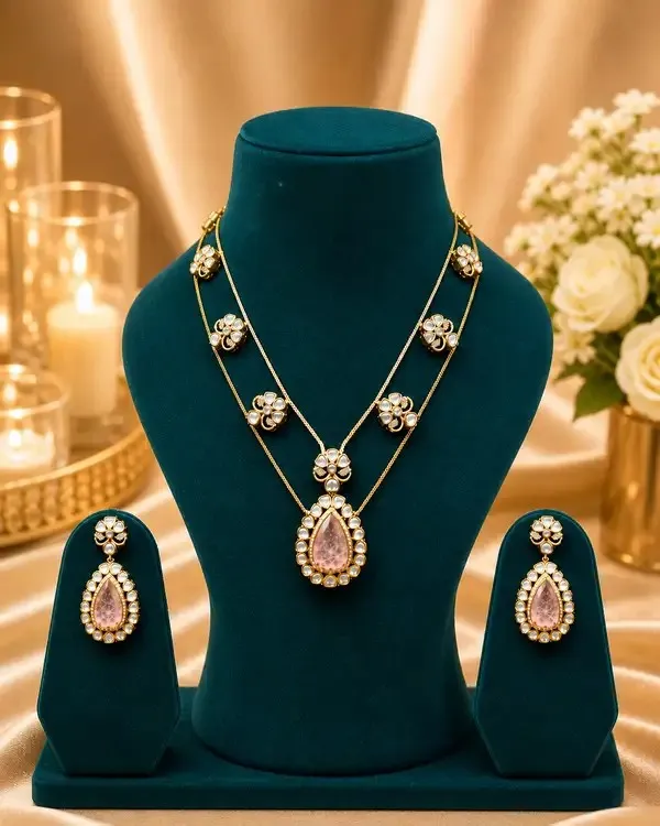 Rose_Pink_Kundan_Rose_Quartz_Double_Layer_Necklace_For_Women