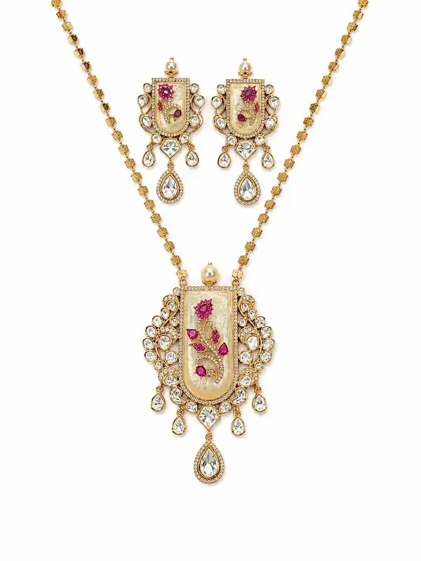 Rose_Gold_Gold-Plated_Ivory_Enamel_Ad_Floral_Pendant_Set_For_Women