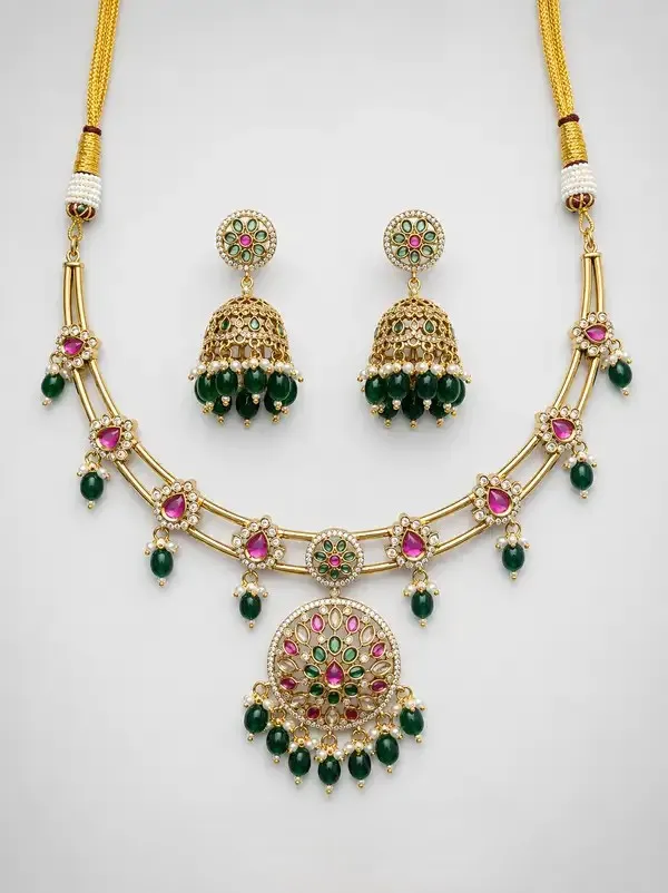 Gold_Plated_Brass_Polki_Kundan_Multi_Layered_Chandelier_Necklace_For_Women