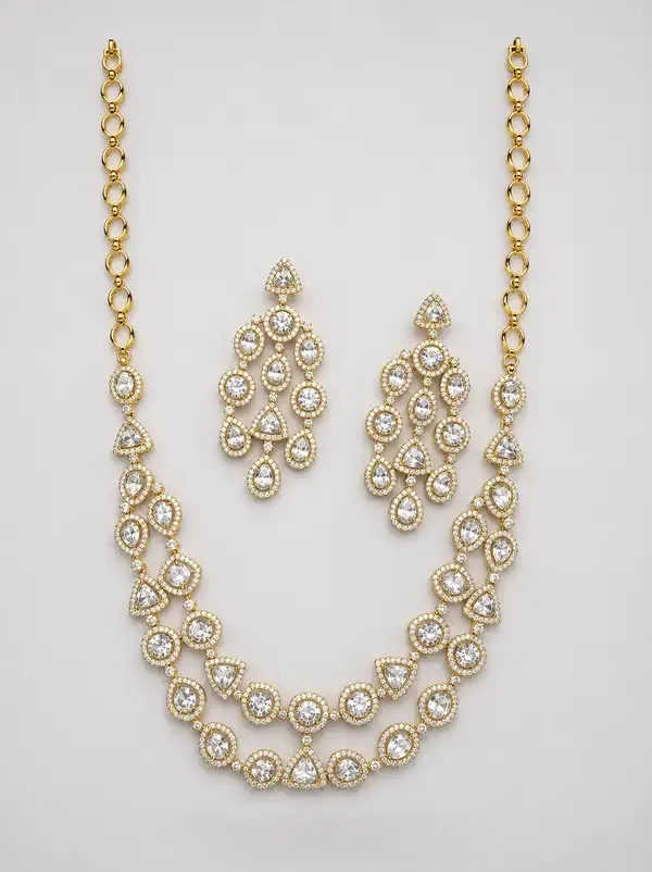 Silver_Cz_American_Diamond_Cascade_Necklace_Set_For_Women