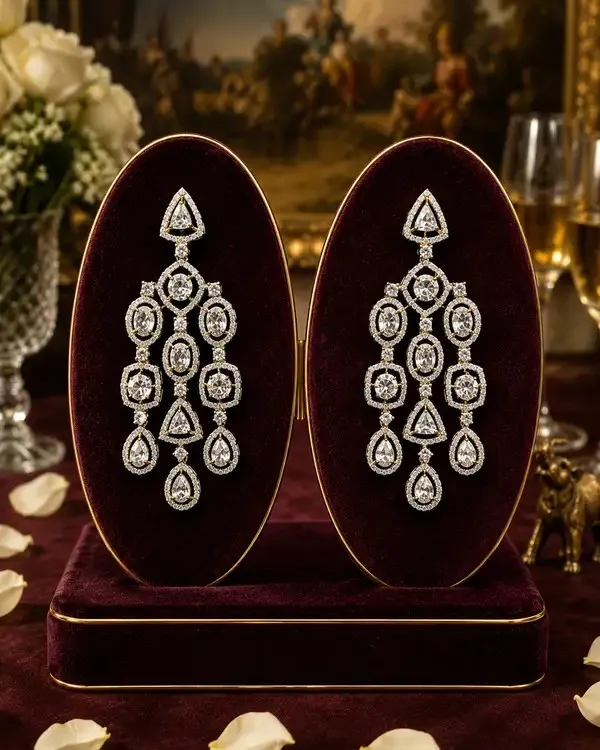 Silver_Cz_American_Diamond_Cascade_Necklace_Set_For_Women