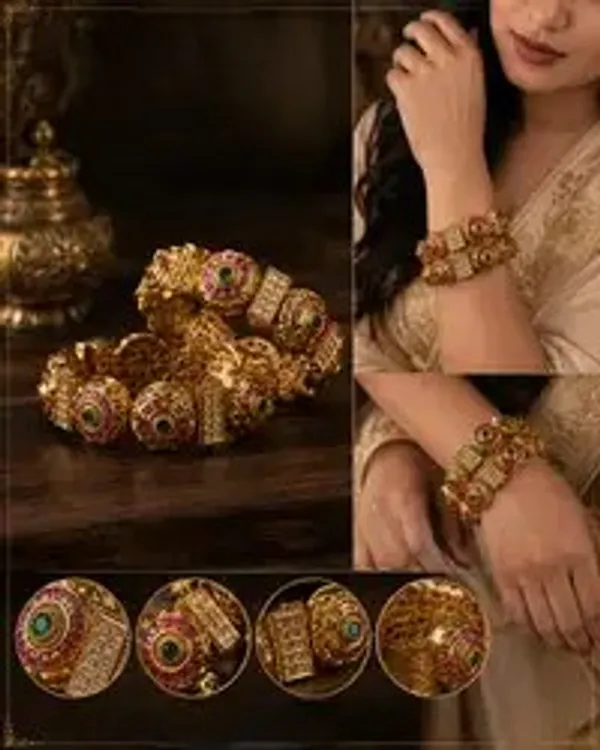 Antique_Gold-Plated_Ruby_Emerald_Filigree_Bangle_Set_For_Women