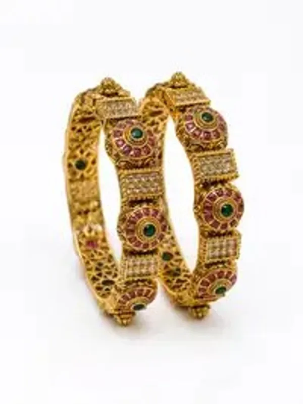 Antique_Gold-Plated_Ruby_Emerald_Filigree_Bangle_Set_For_Women