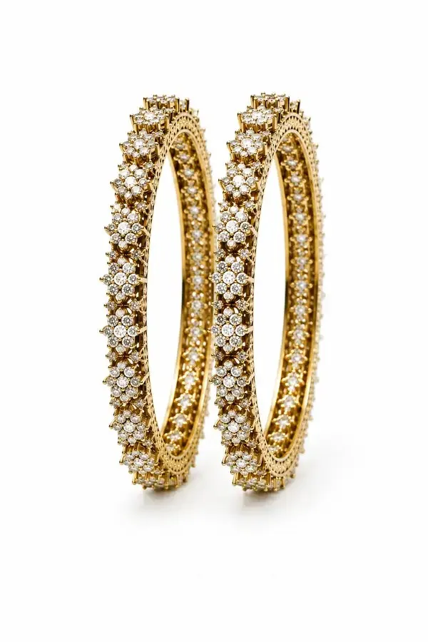 Golden_Gold-Plated_Daisy_Cluster_Bangle_Set_For_Women