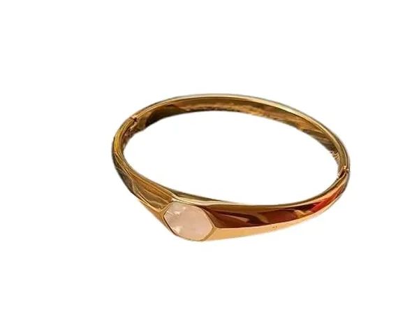 White_And_Gold_Stainless_Steel_Polygon_Fashion_Bracelet_For_Women