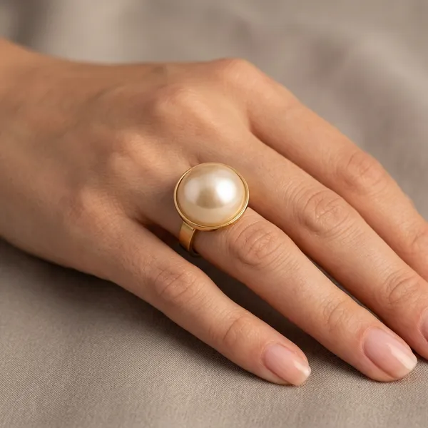 White_Stainless_Steel_Faux_Pearl_Studded_Ring_For_Women