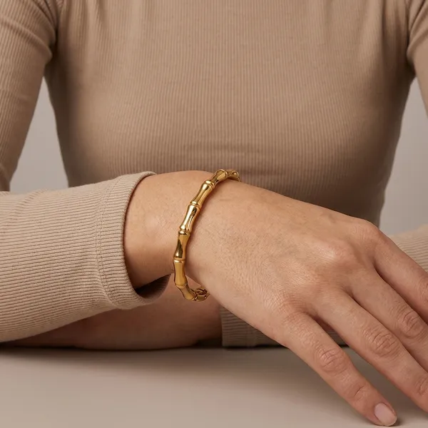Gold_Stainless_Steel_Bamboo_Design_Bracelet_For_Women