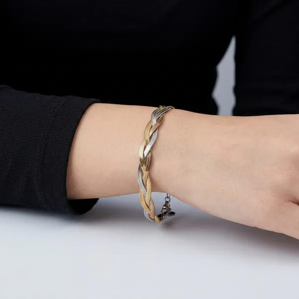 Gold_And_Silver_Stainless_Steel_Braided_Bracelet_For_Women