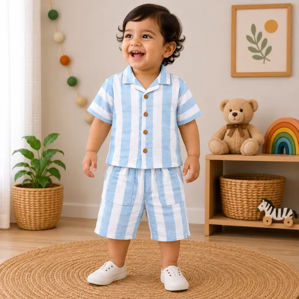 Muslin_Cotton_Blue_Striped_Short_Sleeve_Shirt_And_Shorts_Set_for_Boys