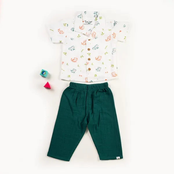 Muslin_Cotton_White_Printed_Shirt_And_Teal_Pants_Set_for_Boys