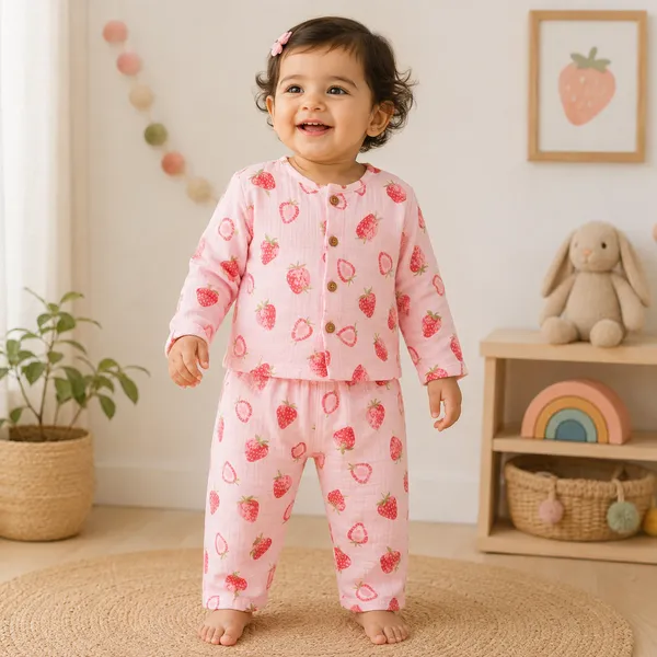 Muslin_Cotton_Pink_Strawberry_Print_Sleepwear_Set_for_Babies