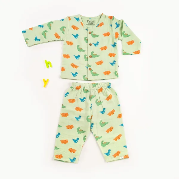 Muslin_Cotton_Green_Dinosaur_Print_Sleepwear_Set_for_Babies