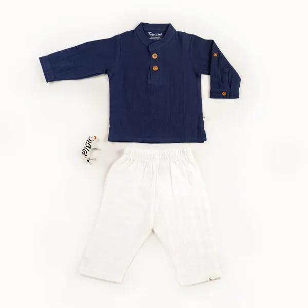 Muslin_Cotton_Navy_Blue_Mandarin_Collar_Kurta_Set_for_Baby_Boys