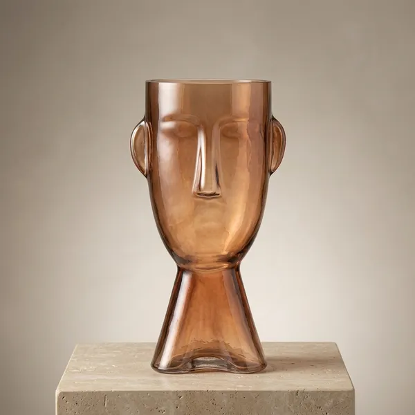 Amber_Sculpted_Face_Glass_Vase_(Big)