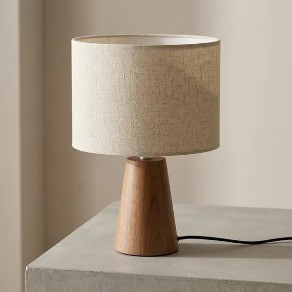 Brown_Beige_Textured_Fabric_Drum_Shade_Table_Lamp_with_Wooden_Base
