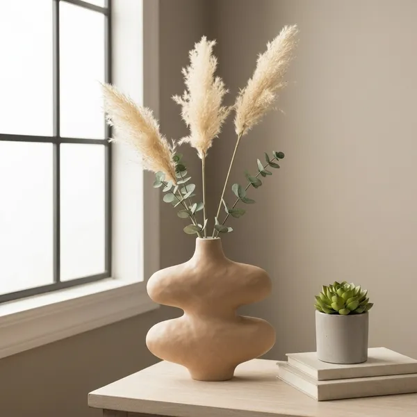 Tan_Double_Circle_Ceramic_Decorative_Vase