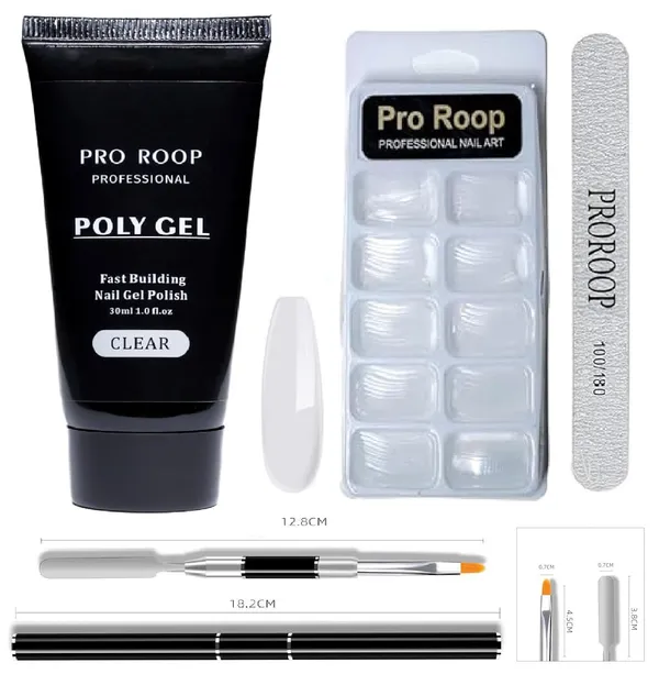 Proroop_Clear_Poly_Extension_Gel_Nail_Kit_Set_Of_6