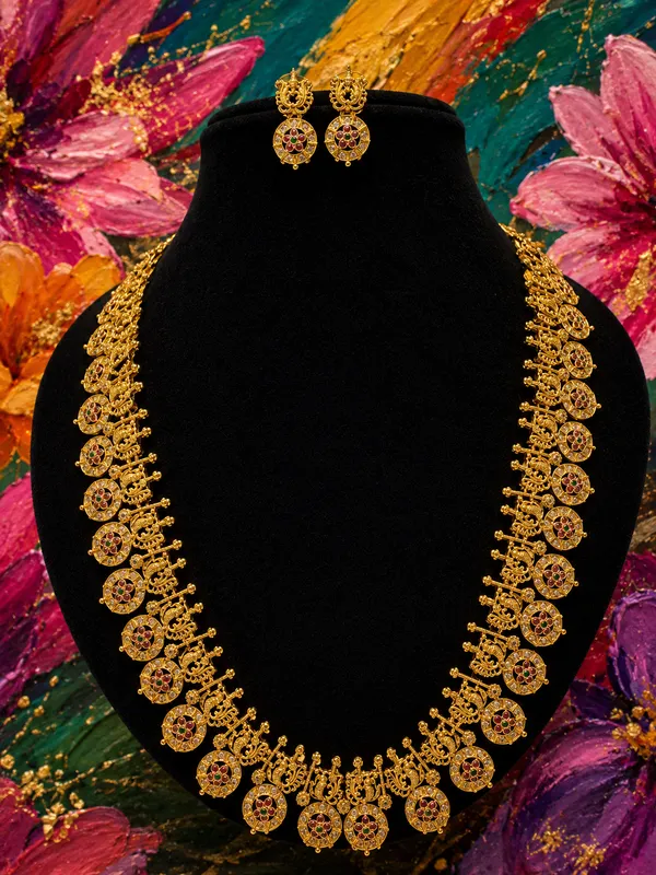 Antique_Gold-Plated_Temple_Coin_Layered_Necklace_Set_with_Round_Stud_Earrings