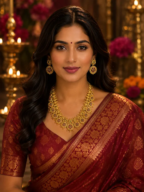 Antique_Gold-Plated_Temple_Coin_Layered_Necklace_Set_with_Round_Stud_Earrings