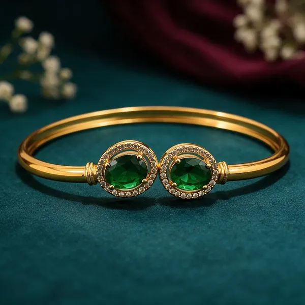 Gold-Plated_Emerald_Double_Halo_Bangle_Bracelet