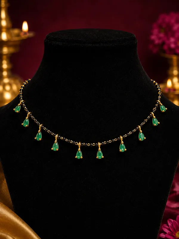 Gold-Plated_Black_Bead_Mangalsutra_Necklace_with_Emerald_Drops