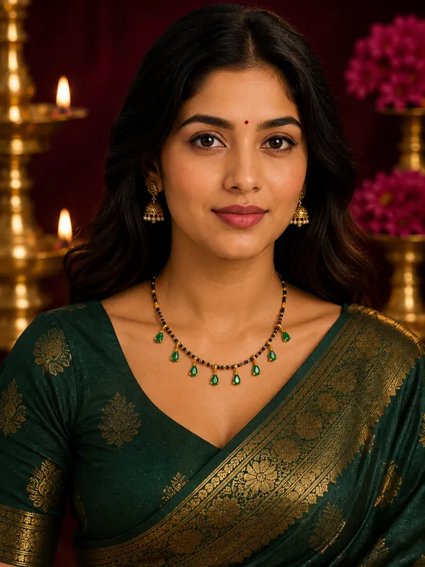 Gold-Plated_Black_Bead_Mangalsutra_Necklace_with_Emerald_Drops