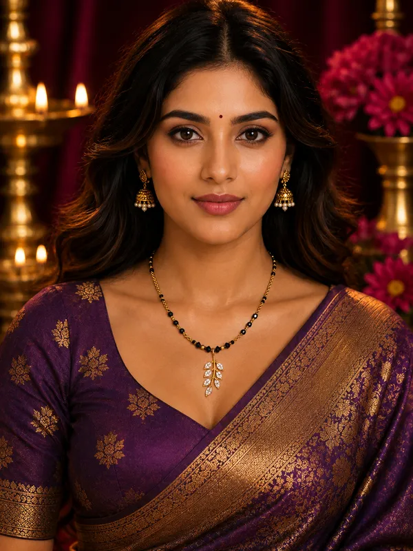Gold-Plated_Black_Bead_Mangalsutra_Necklace_with_Kundan_Leaf_Pendant