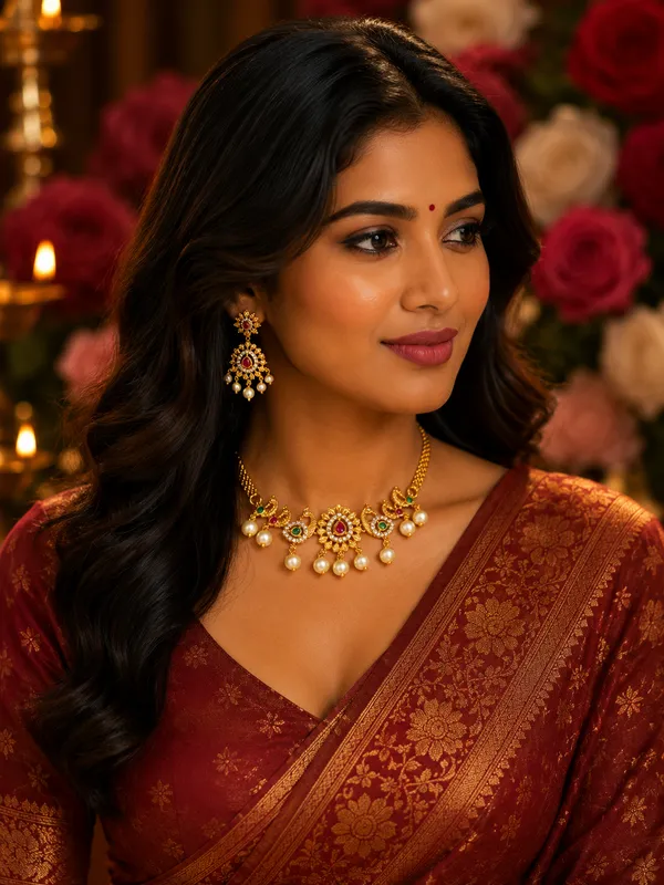Gold-Plated_Peacock_Motif_Kundan_Pearl_Drop_Necklace_Set_with_Chandbali_Earrings