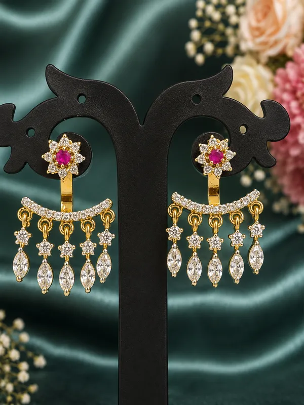 Gold-Plated_Ruby_Floral_Chandelier_Drop_Earrings