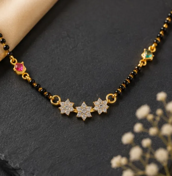 Gold-Tone_Black_Beaded_Necklace_with_Multicolor_Floral_Accents